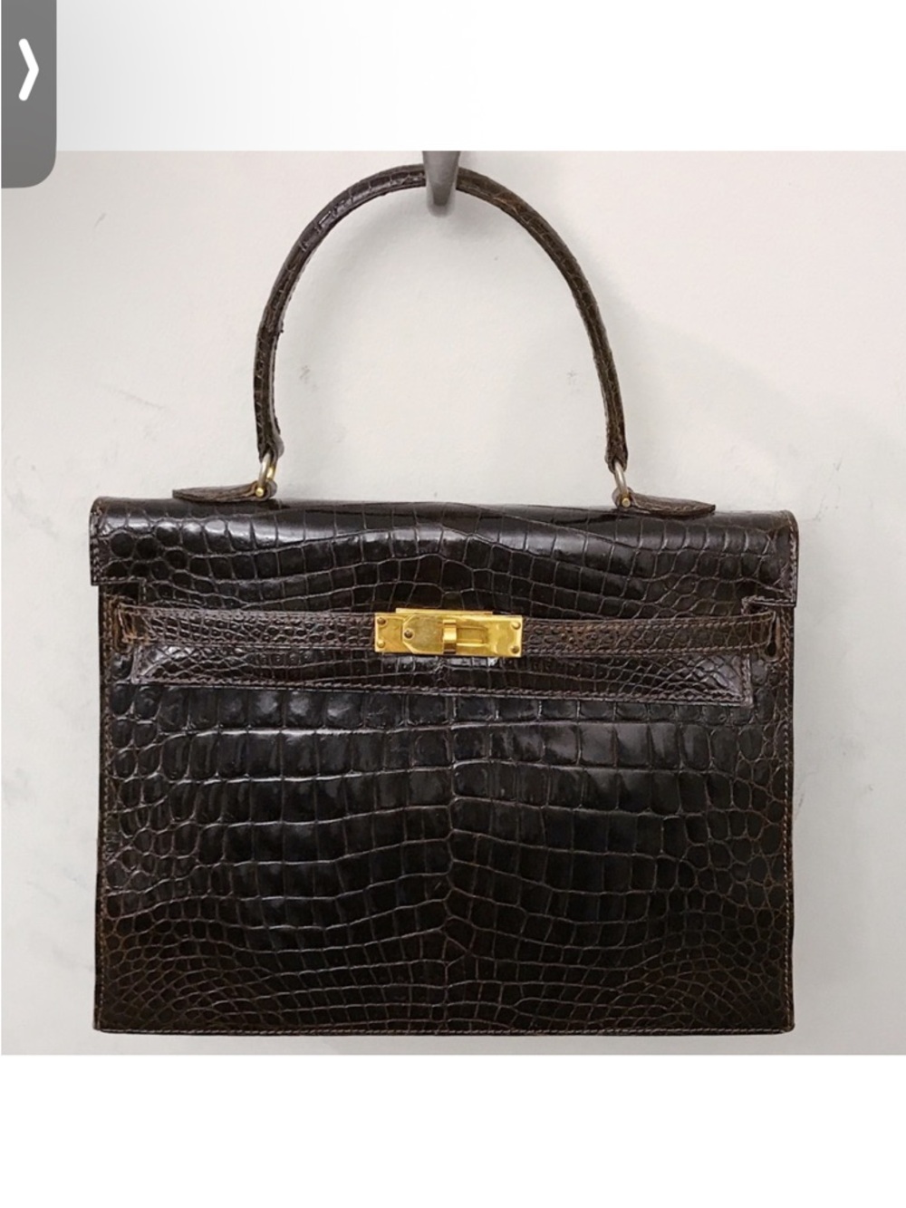 I am searching for this bag!!!!

Classic Dark Brown Croc-Embossed Top Handle Bag